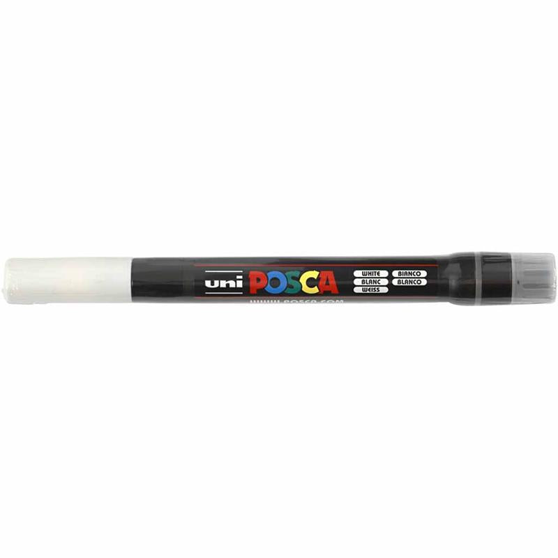 Marqueur Posca Uni-Posca, AFM PCF350, épaisseur de ligne 1-10 mm, pinceau, blanc, 1 pièce