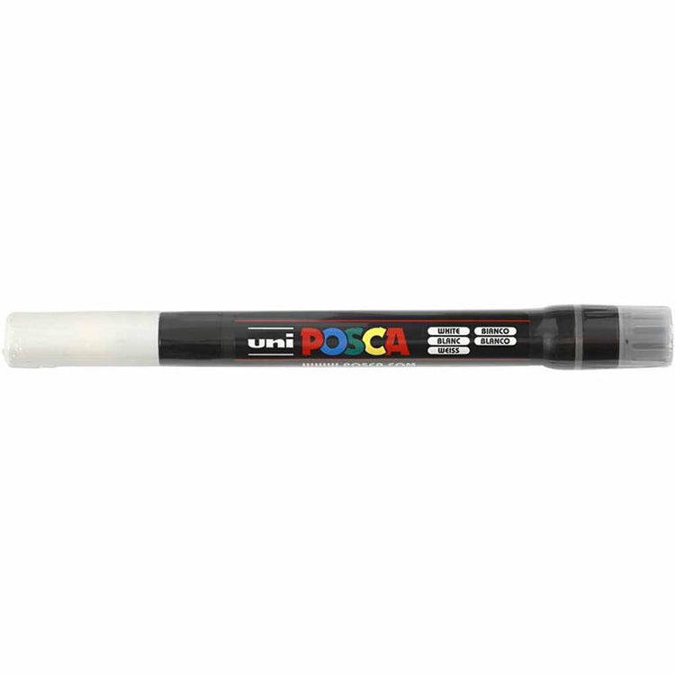 Marqueur Posca Uni-Posca, AFM PCF350, épaisseur de ligne 1-10 mm, pinceau, blanc, 1 pièce