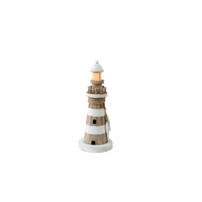 Gerkimex phare en bois avec lumière 11,5x11,5x29cm