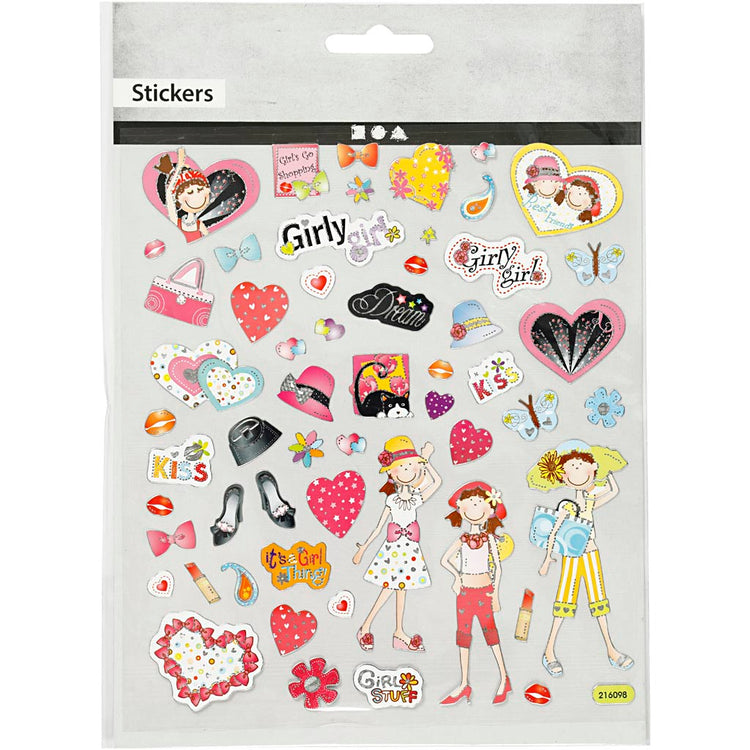 Autocollants Creativ company, choses pour filles, feuille 15x16,5 cm, 1 feuille