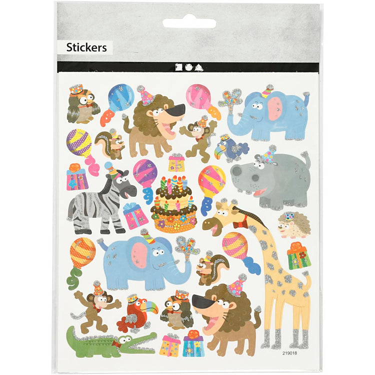 Autocollants Creativ company, anniversaire animal, feuille 15x16,5 cm, 1 feuille