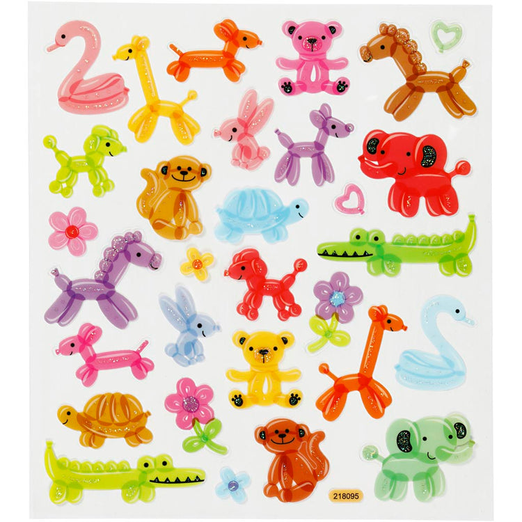 Autocollants Creativ company, animaux en ballon, feuille 15x16,5 cm, 1 feuille