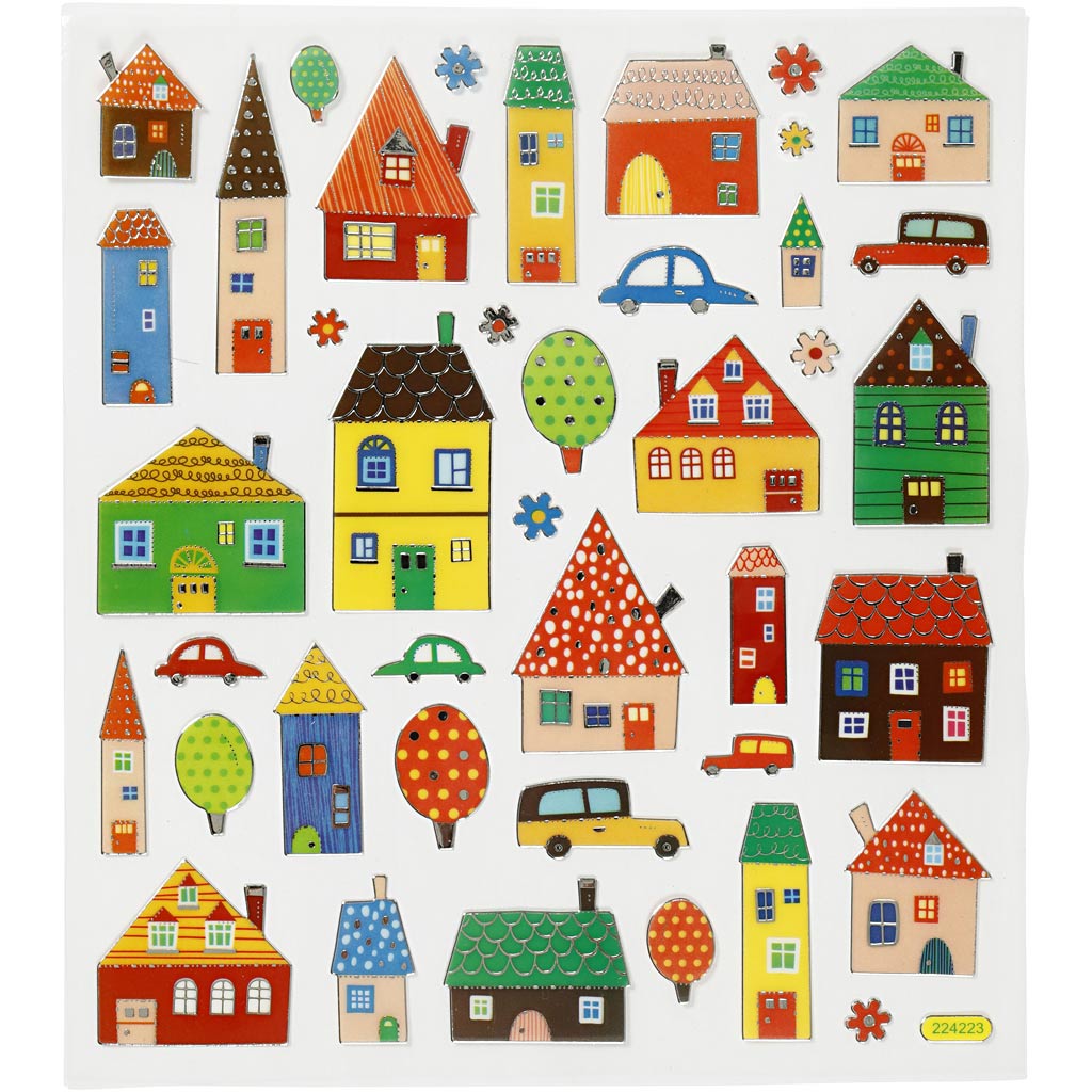 Autocollants Creativ company, ville, feuille 15x16,5 cm, 1 feuille