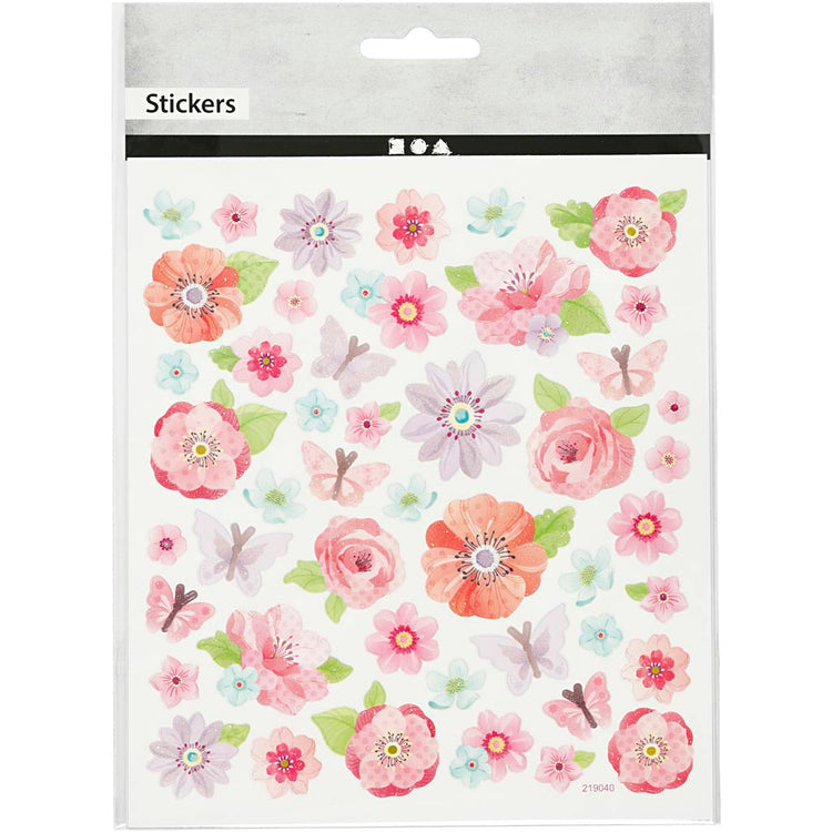 Autocollants Creativ company, fleurs printanières, feuille 15x16,5 cm, 1 feuille