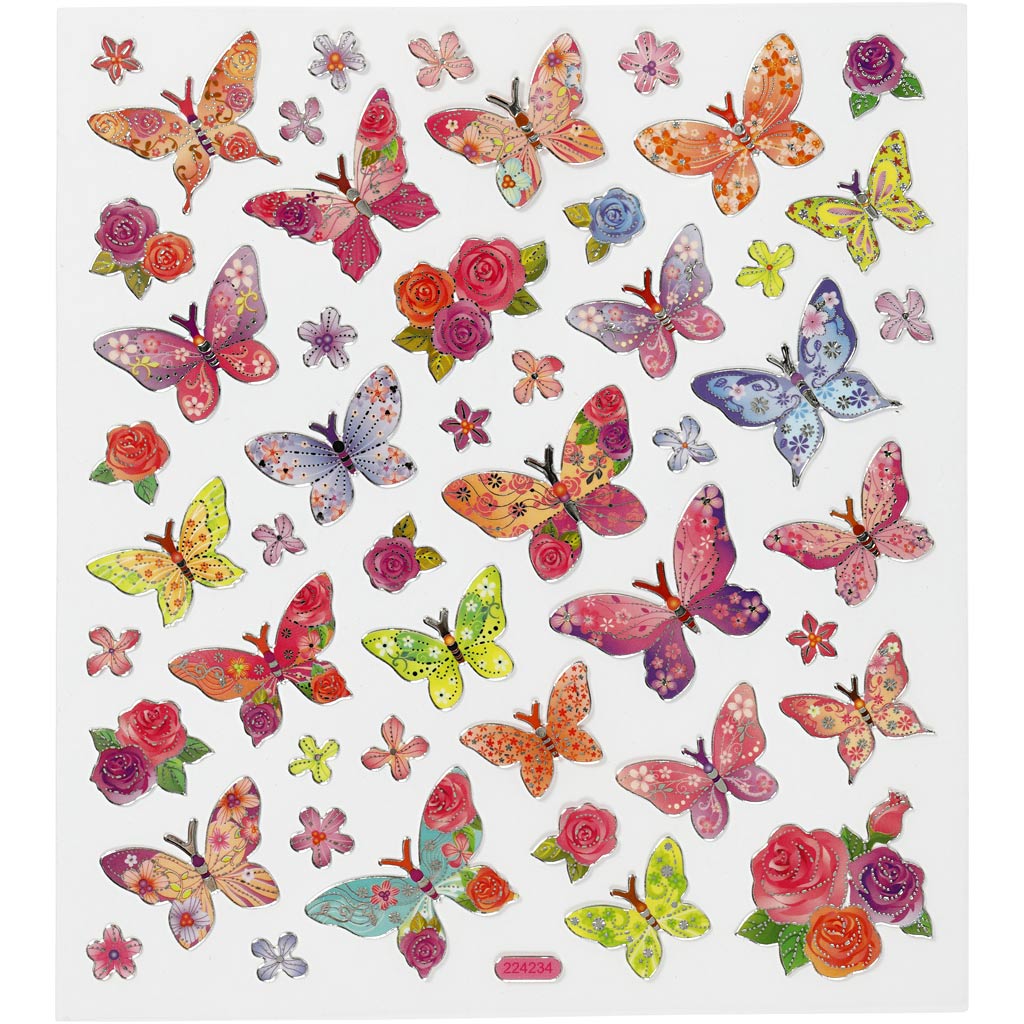 Autocollants Creativ company, papillons, feuille 15x16,5 cm, 1 feuille