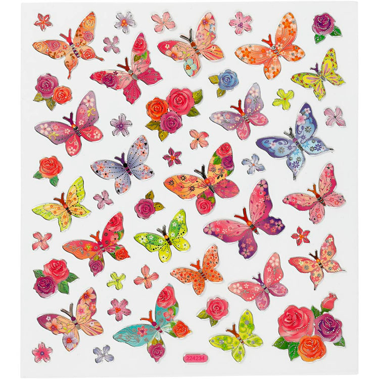 Autocollants Creativ company, papillons, feuille 15x16,5 cm, 1 feuille