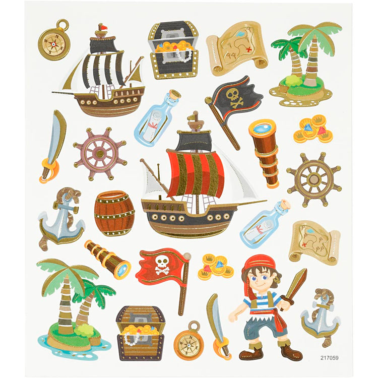 Autocollants Creativ company, pirates, feuille 15x16,5 cm, 1 feuille