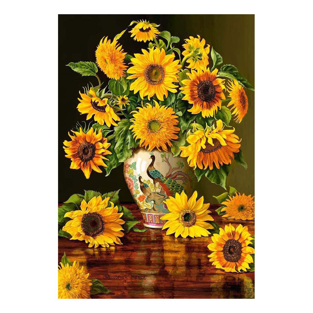 Selecta Castorland Puzzle Tournesols dans un vase paon, 1000 pcs.