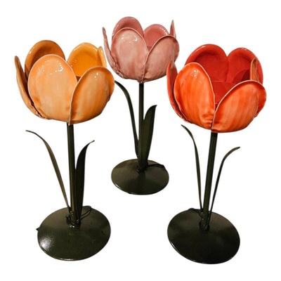 Photophore ambiance manoir tulipe pastel 7,5x19cm