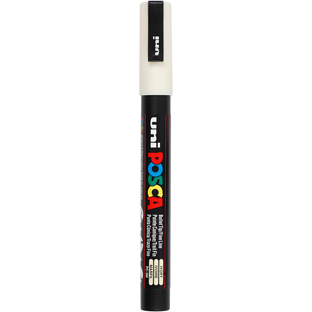 Marker Posca Uni-Posca, AFM PC-3M, épaisseur de ligne 0,9-1,3 mm, amende, ivoire, 1 pièce