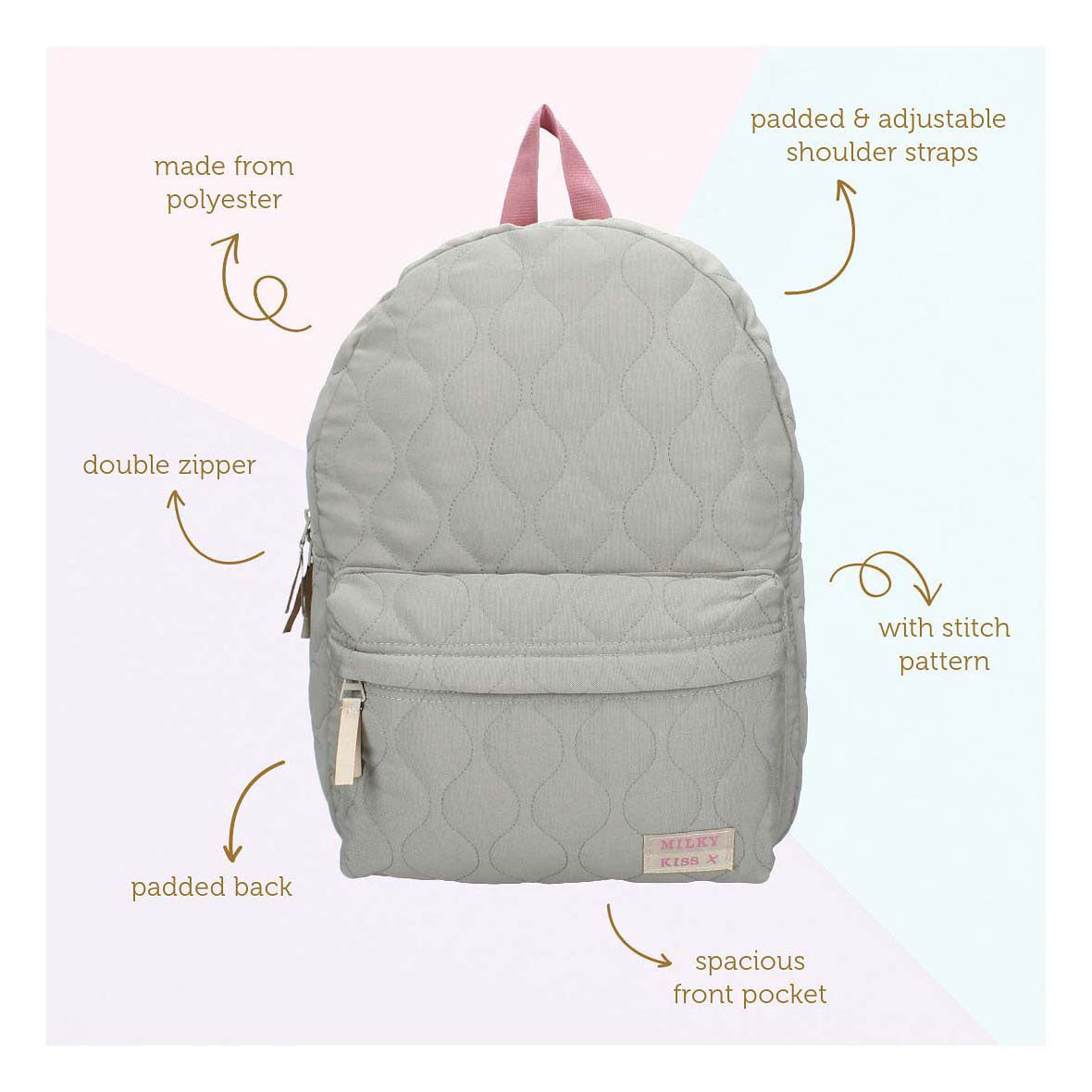 Sac à dos laiteux Kiss Sweet Bliss Green 39 x 29 x 12 cm