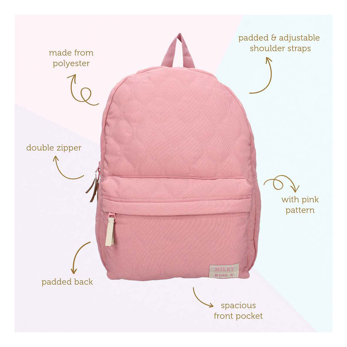 Sac à dos laiteux baiser doux bémulage rose