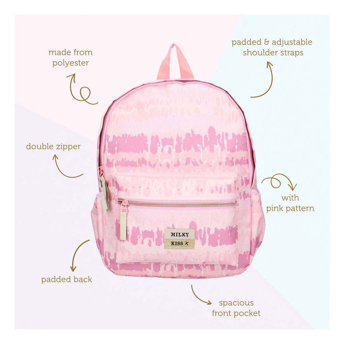 Milky Kiss sac à dos amour et rire - rose