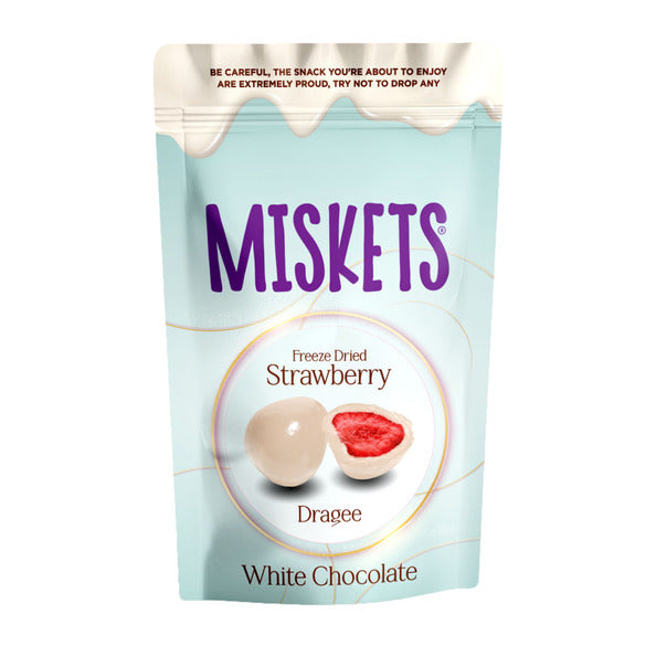 Sachet fraises enrobées de chocolat blanc Miskets (12x 80 gr)