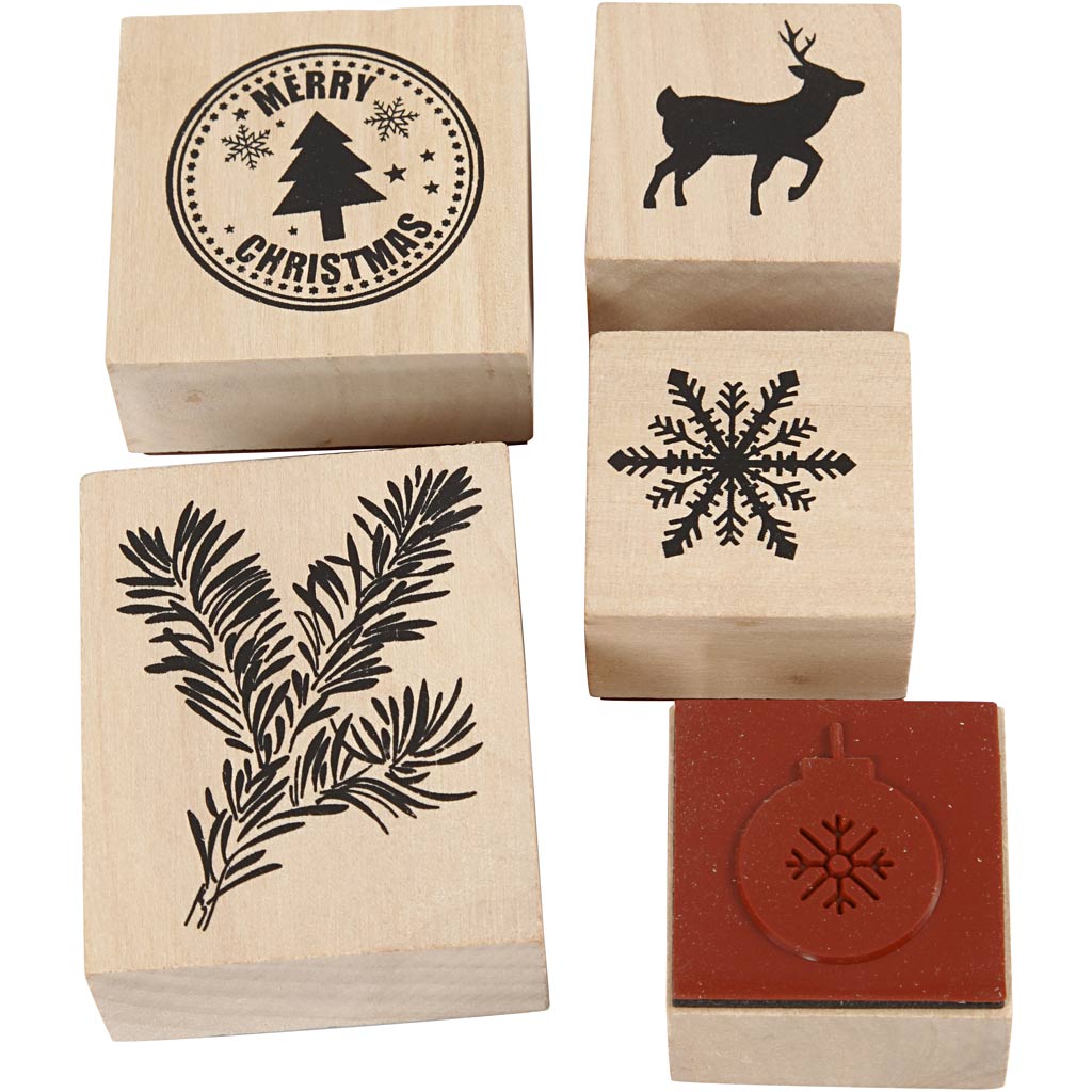 Creativ Company Wooden Stamp Set Christmas, 5dlg.