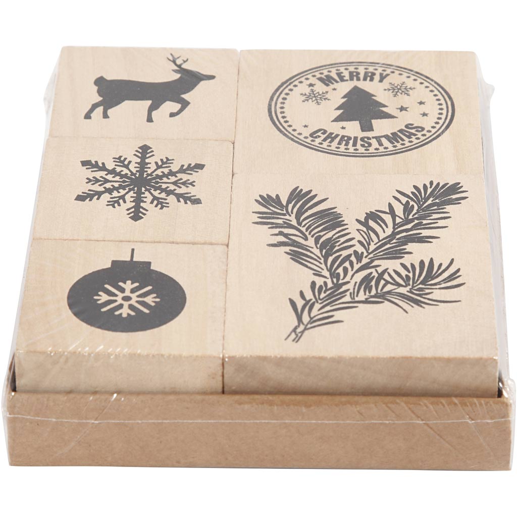 Creativ Company Wooden Stamp Set Christmas, 5dlg.