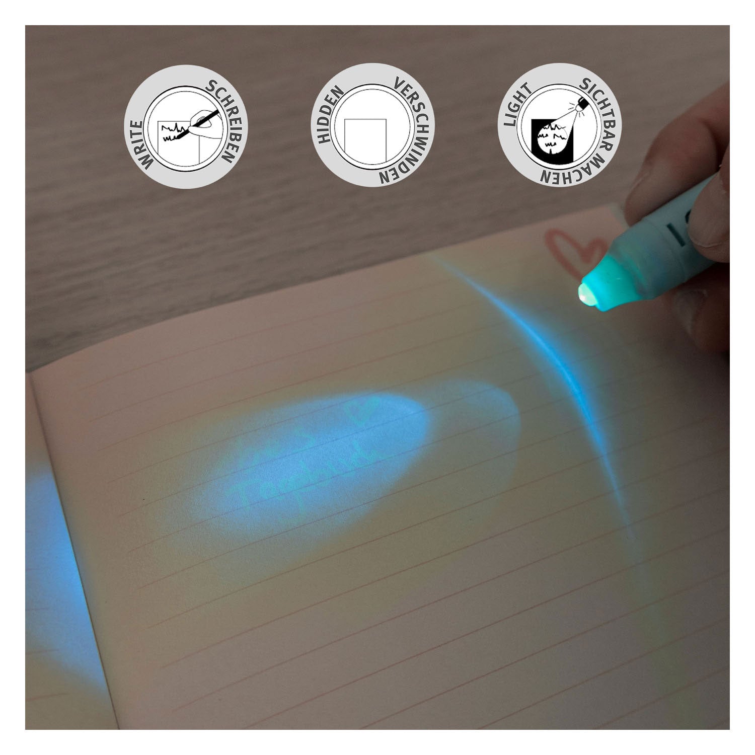 Journal secrète sous couverture avec stylo UV