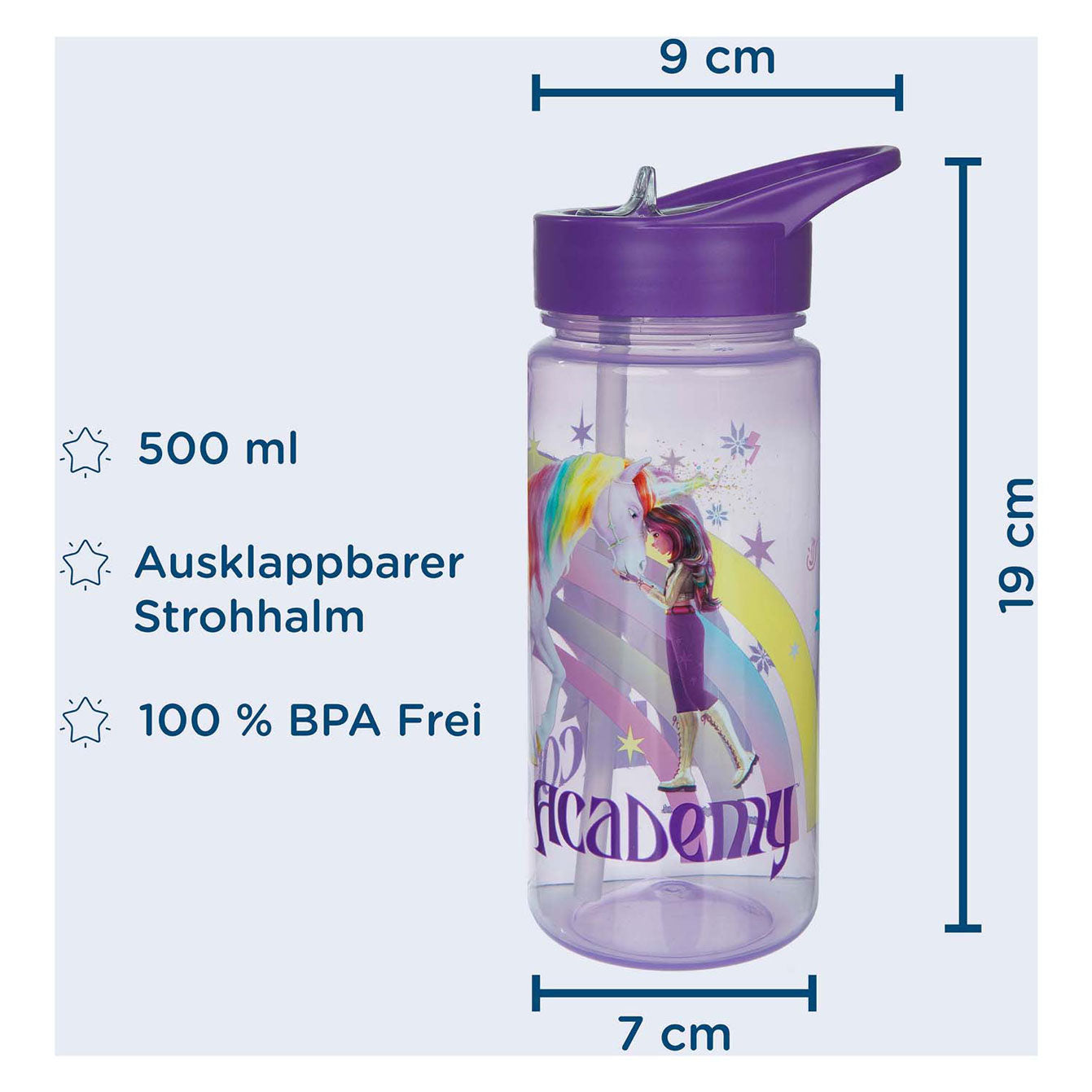 Bouteille de boisson à la licorn académie, 500 ml