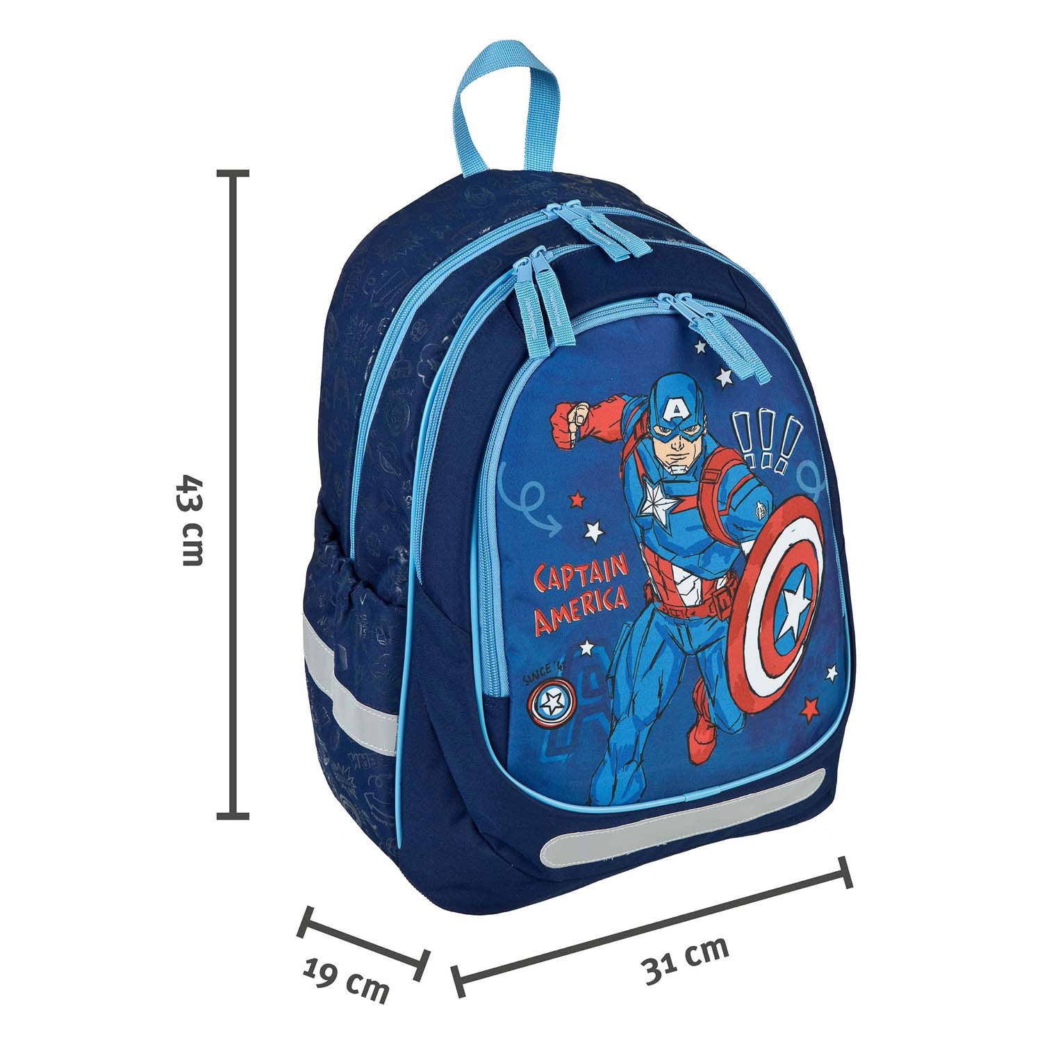 Sac à dos scolaire ergonomique sous-couverture Captain America