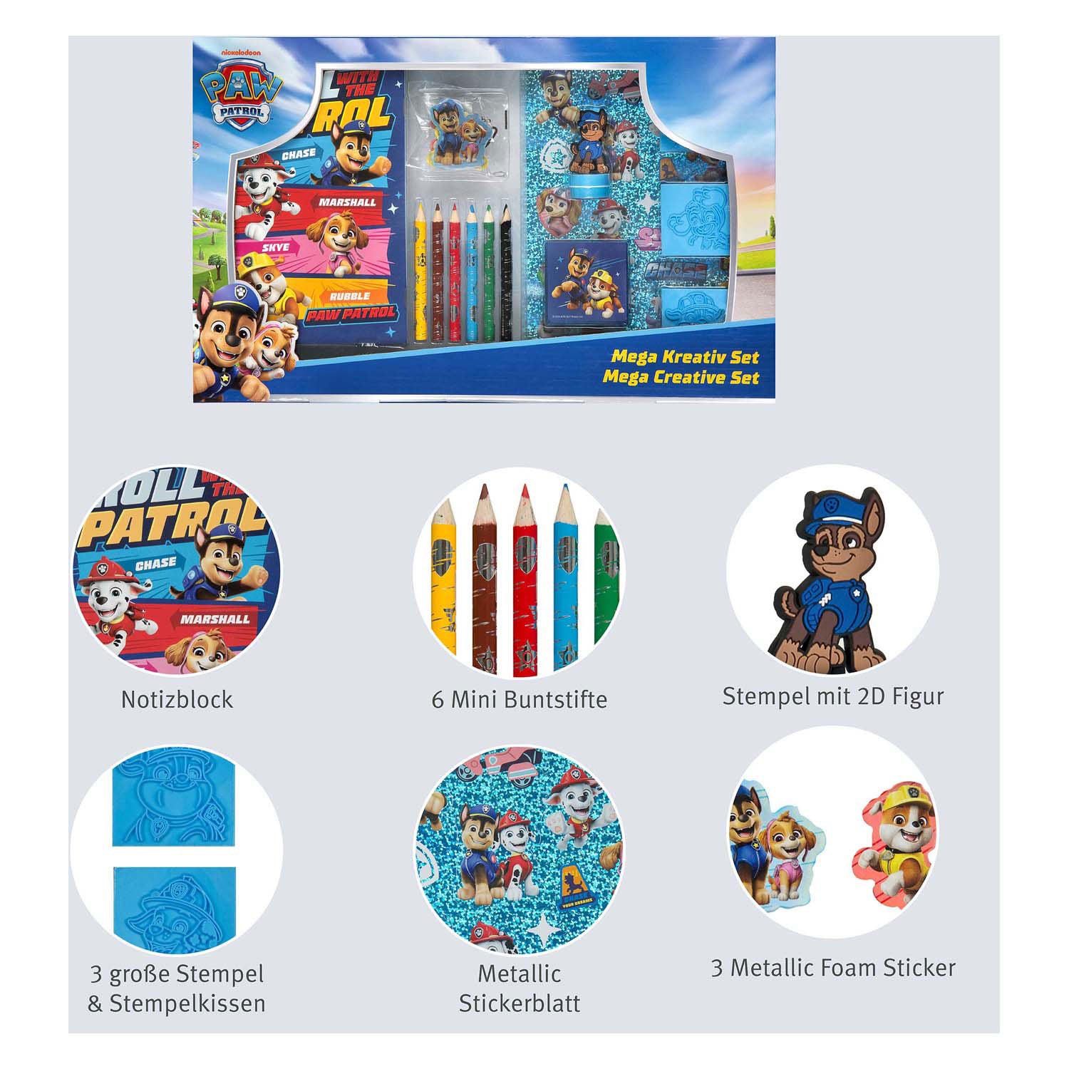 Mega set de coloriage et de tampons Paw Patrol - 15 pcs.