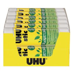 Bâton de colle Uhu renature (12 par paquet) faible odeur, adapté aux enfants