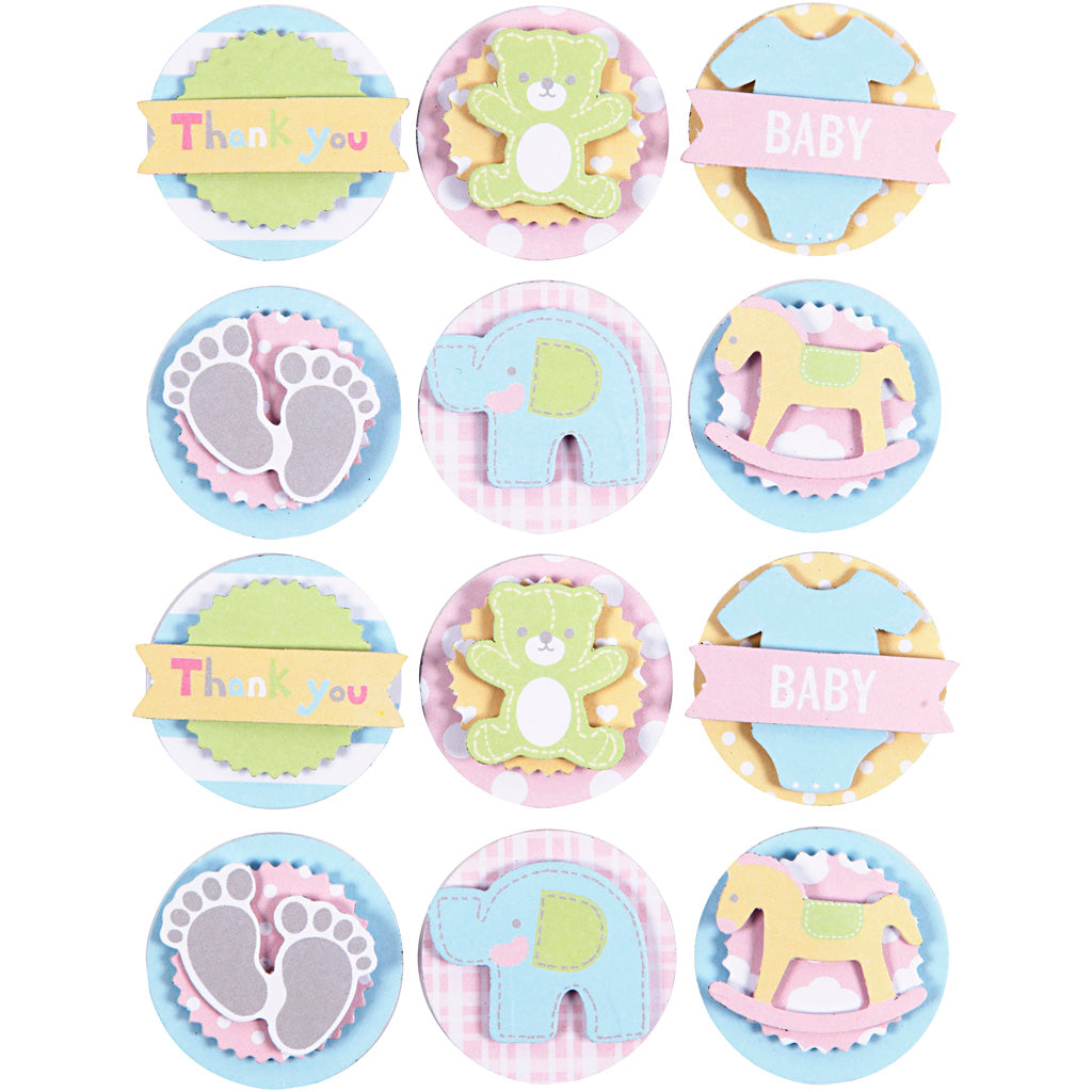 Creativ company Autocollants 3D pour bébé, bébé, d 35 mm, épaisseur 5 mm, 1 feuille