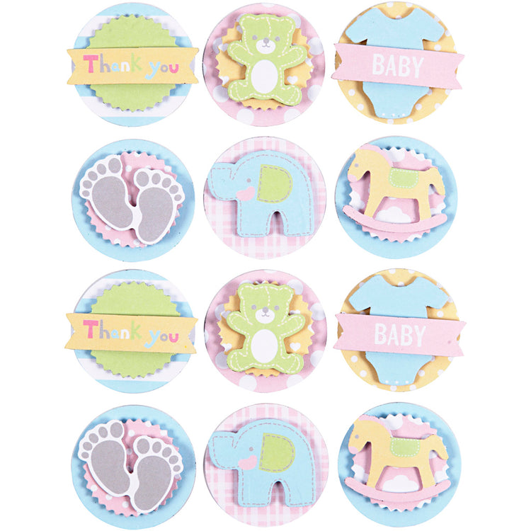 Creativ company Autocollants 3D pour bébé, bébé, d 35 mm, épaisseur 5 mm, 1 feuille