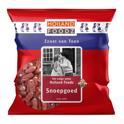 Holland foodz soft sour mini bâtonnets de fraises en sachet (6x 500g)