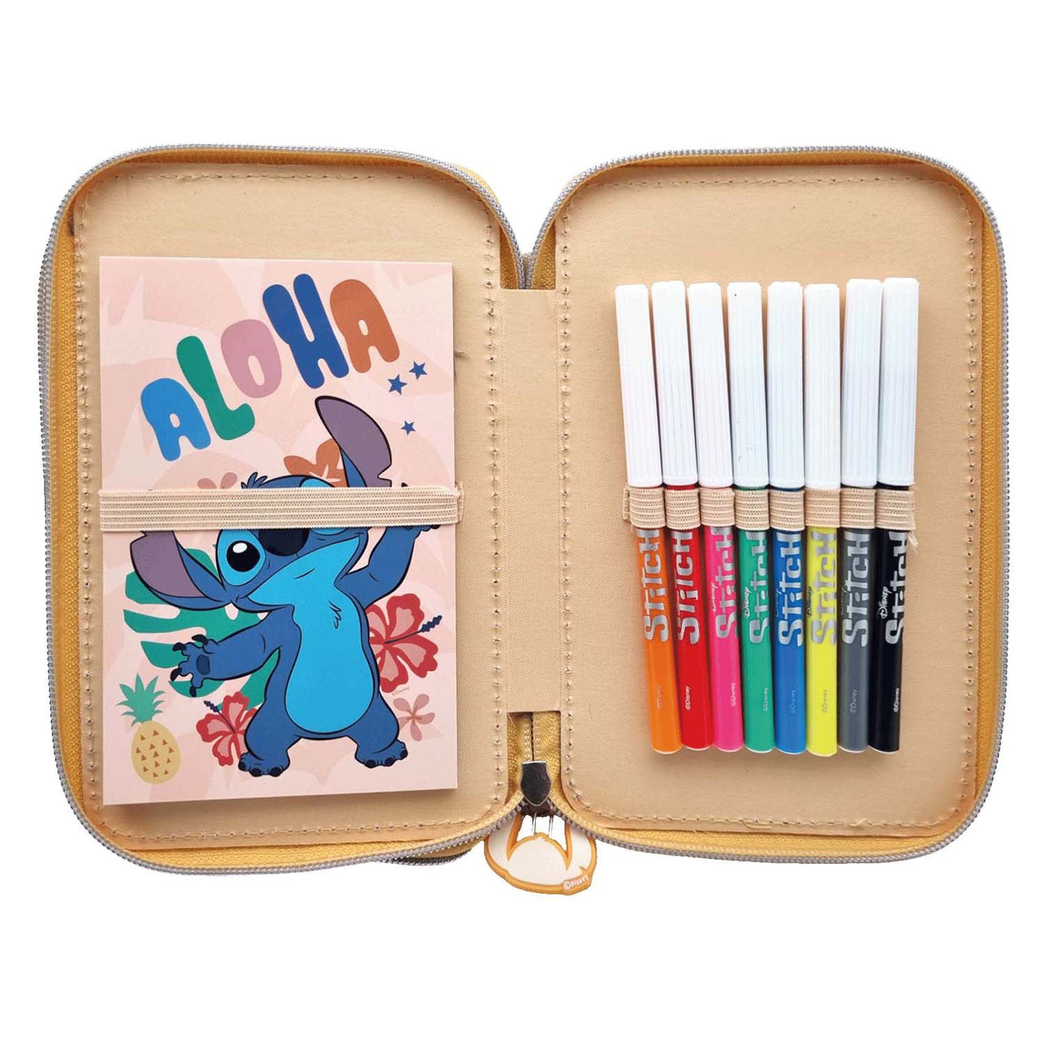 Trousse à crayons remplie de 2 compartiments Disney Stitch