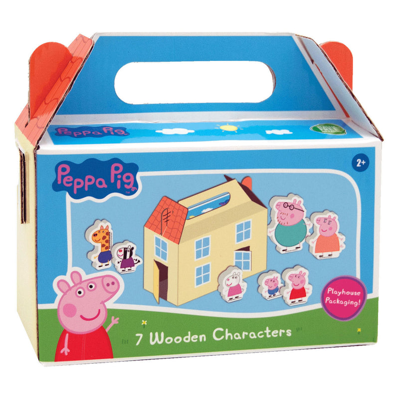 Ensemble de figurines de jeu en bois Peppa Pig - 7 pièces.