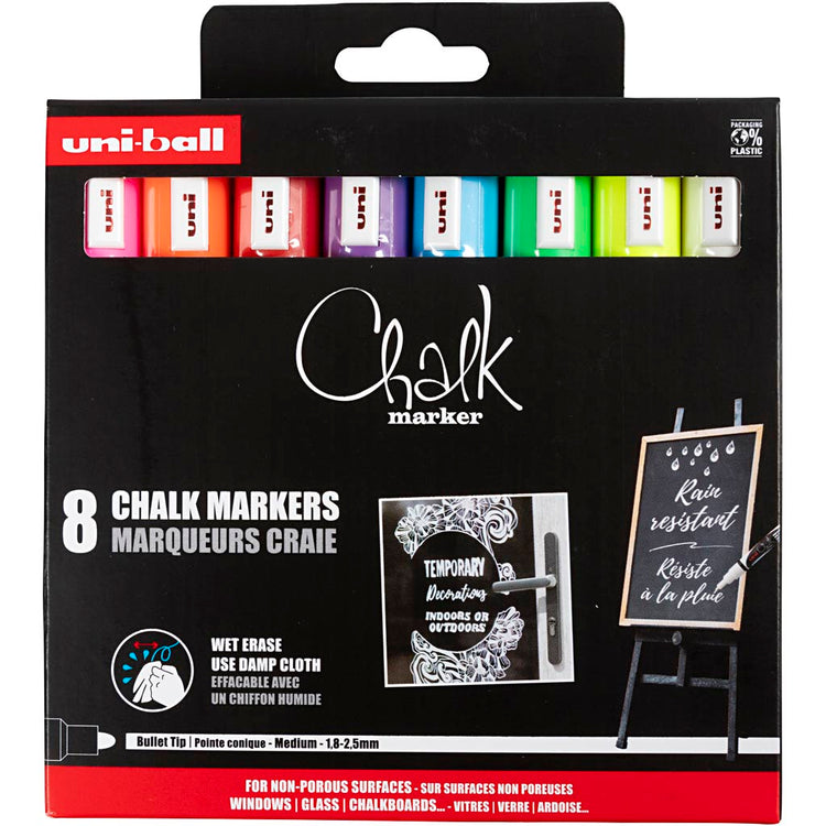 Marqueur de craie Uni-Posca, épaisseur de ligne 1,8-2,5 mm, 8 pièces 1 boîte