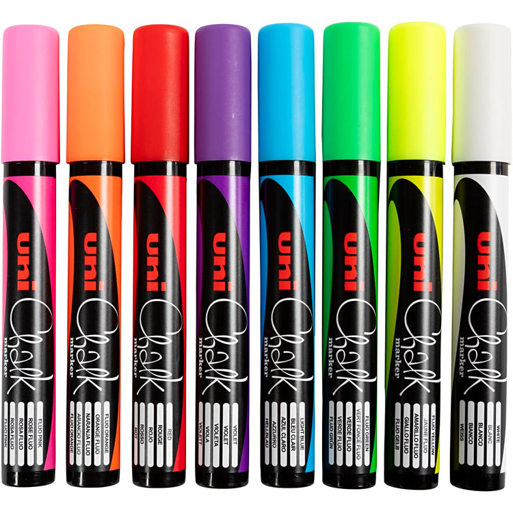 Marqueur de craie Uni-Posca, épaisseur de ligne 1,8-2,5 mm, 8 pièces 1 boîte