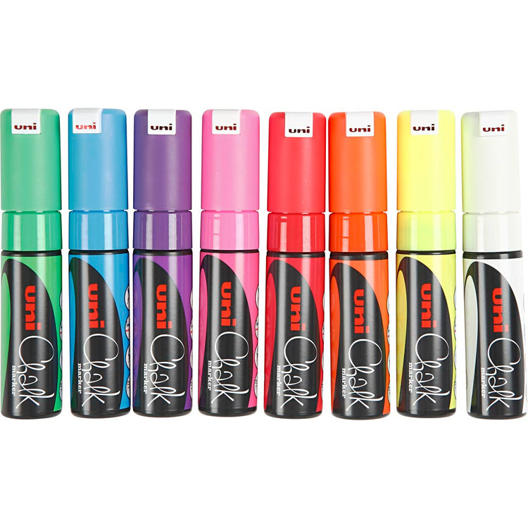 Marqueur de craie Uni-Posca, épaisseur de ligne 8 mm, différentes couleurs, 8 pièces 1 boîte
