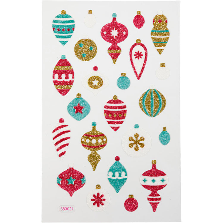 Creativ company autocollants pailletés, boules de Noël, feuille 10x16 cm, 1 feuille