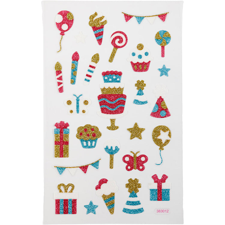 Creativ company autocollants pailletés, anniversaire, feuille 10x16 cm, 1 feuille