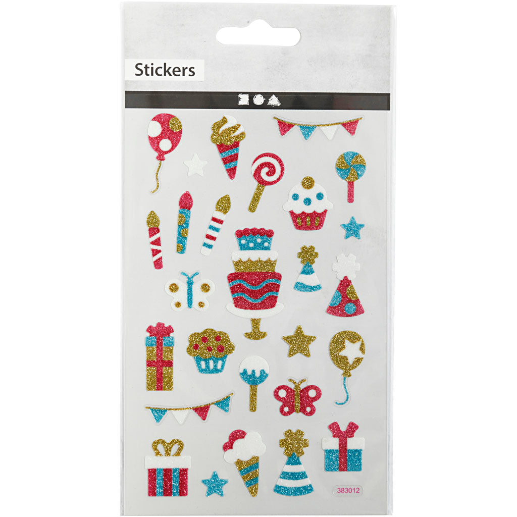 Creativ company autocollants pailletés, anniversaire, feuille 10x16 cm, 1 feuille