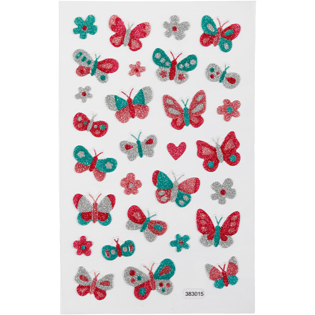 Creativ company autocollants pailletés, papillons, feuille 10x16 cm, 1 feuille