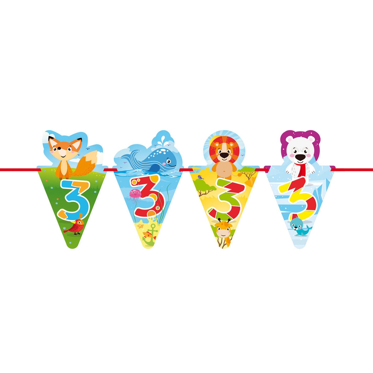 Animaux de ligne de drapeau - 3 ans
