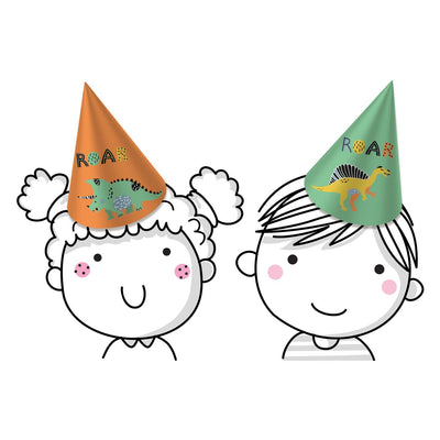 Chapeaux de fête en papier dino rugissements, 6e.