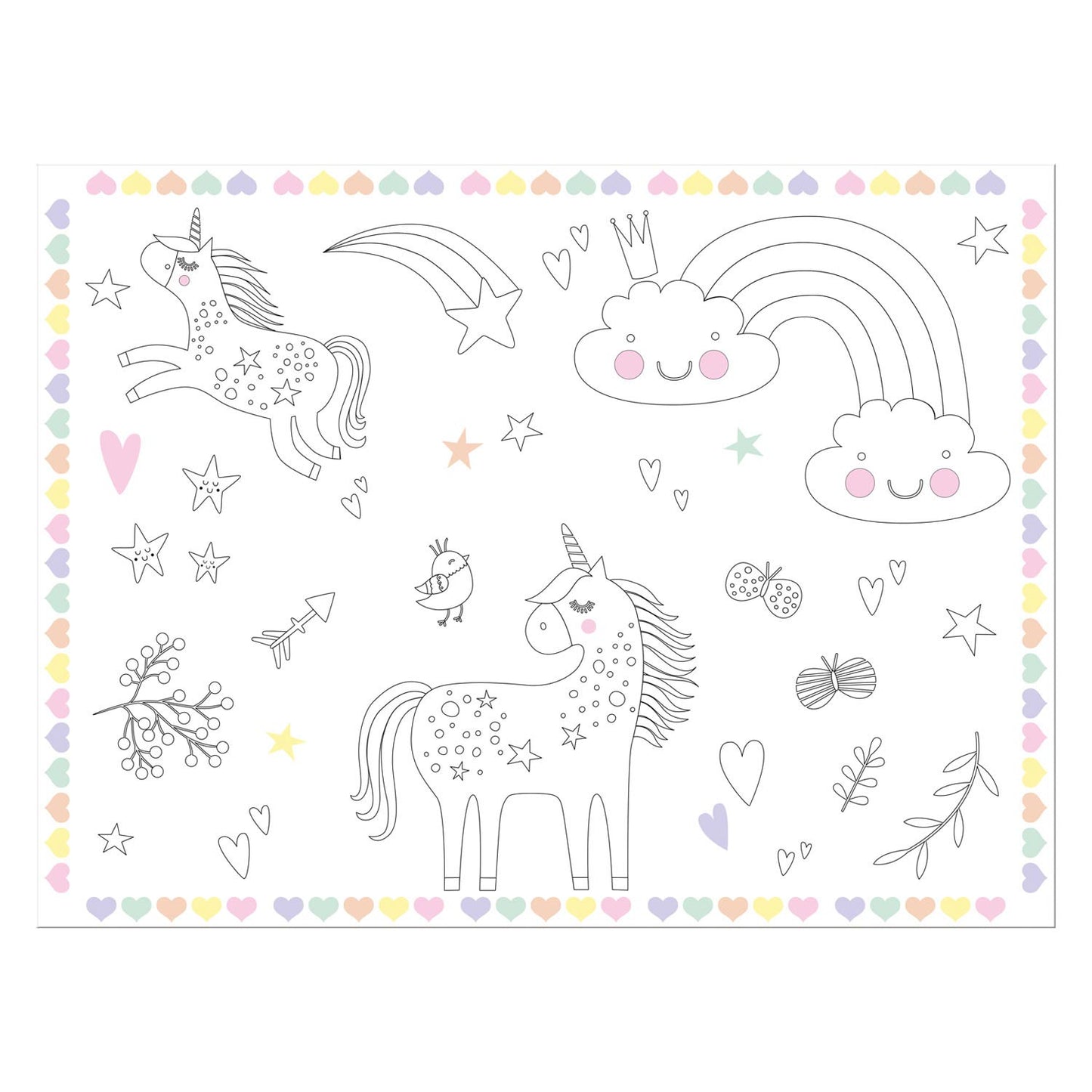 Placemats colorisables Unicorns Rainbows, 6e.