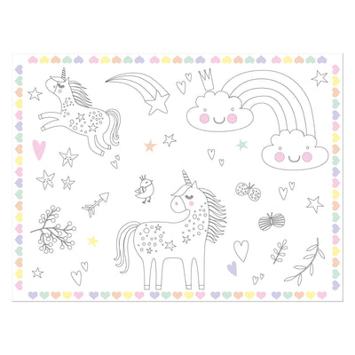 Placemats colorisables Unicorns Rainbows, 6e.