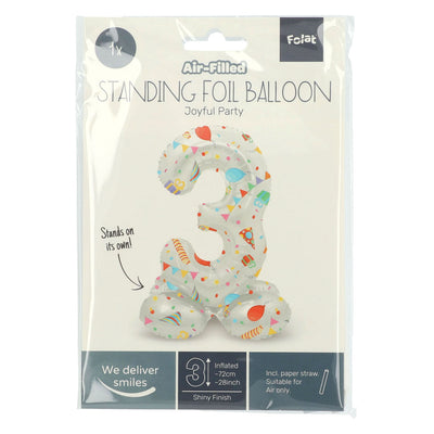 Ballon en feuille debout Joyful Party numéro 3 à 72 cm