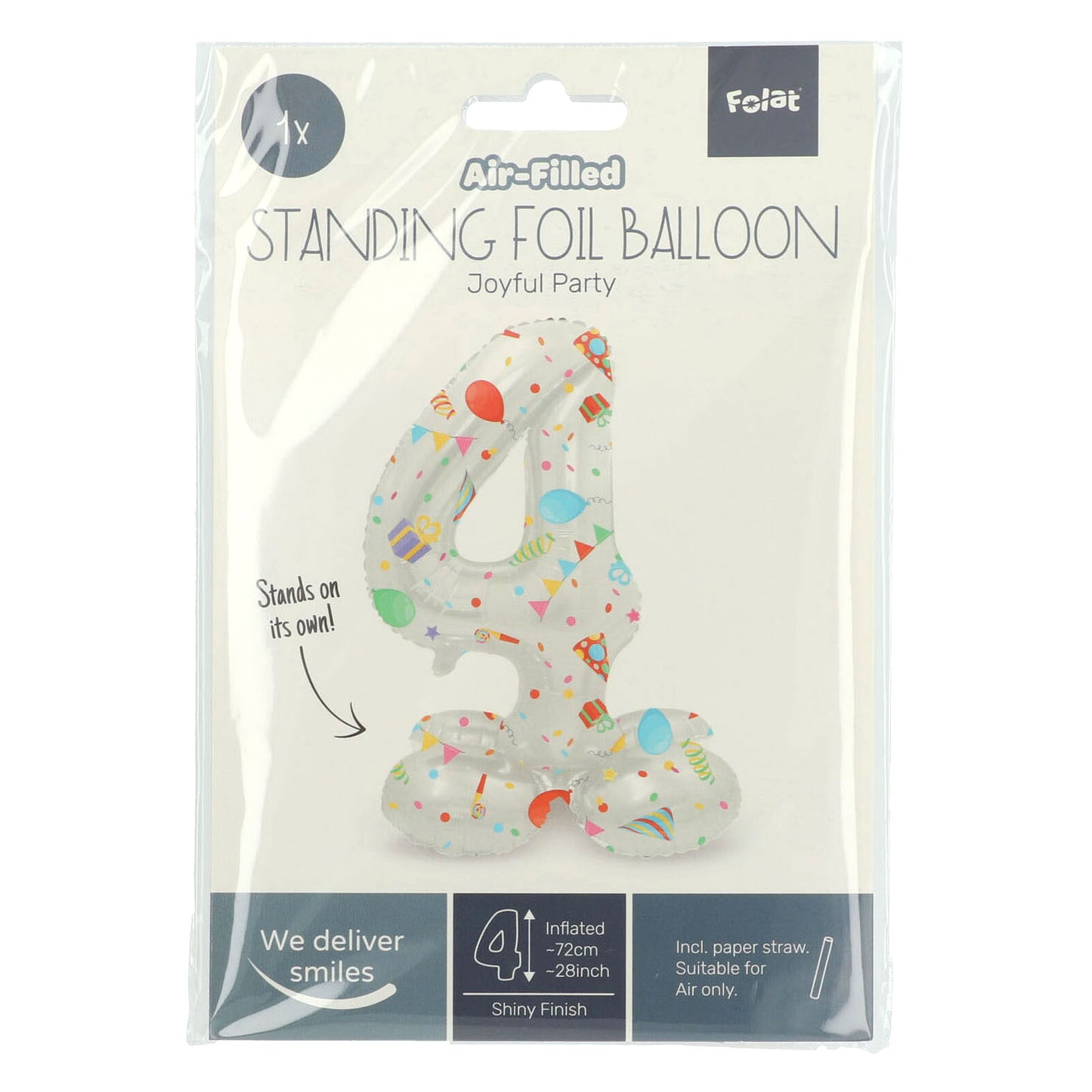 Ballon en feuille debout Joyful Party numéro 4 à 72 cm