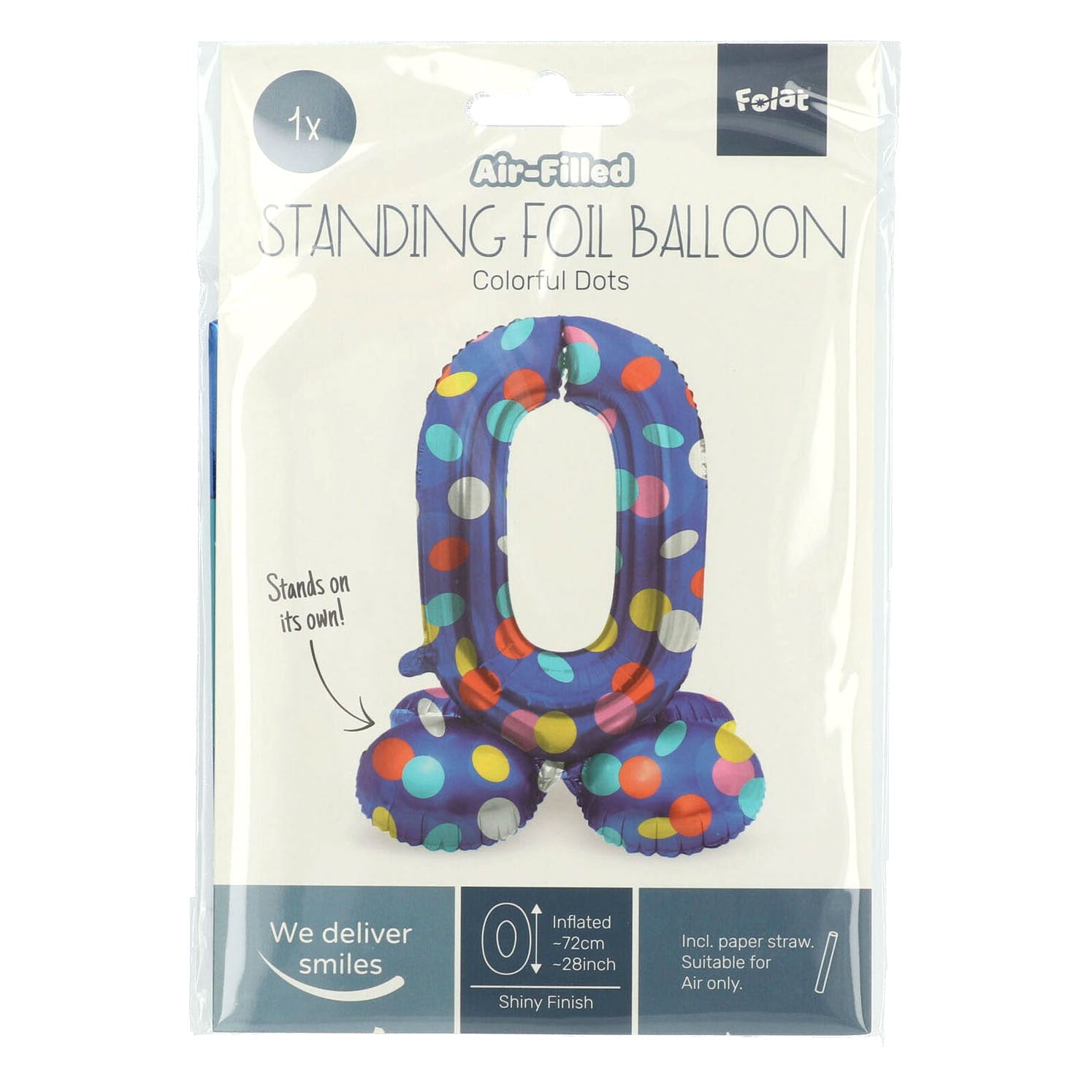 Ballon en feuille debout coloré nombres 0 - 72 cm