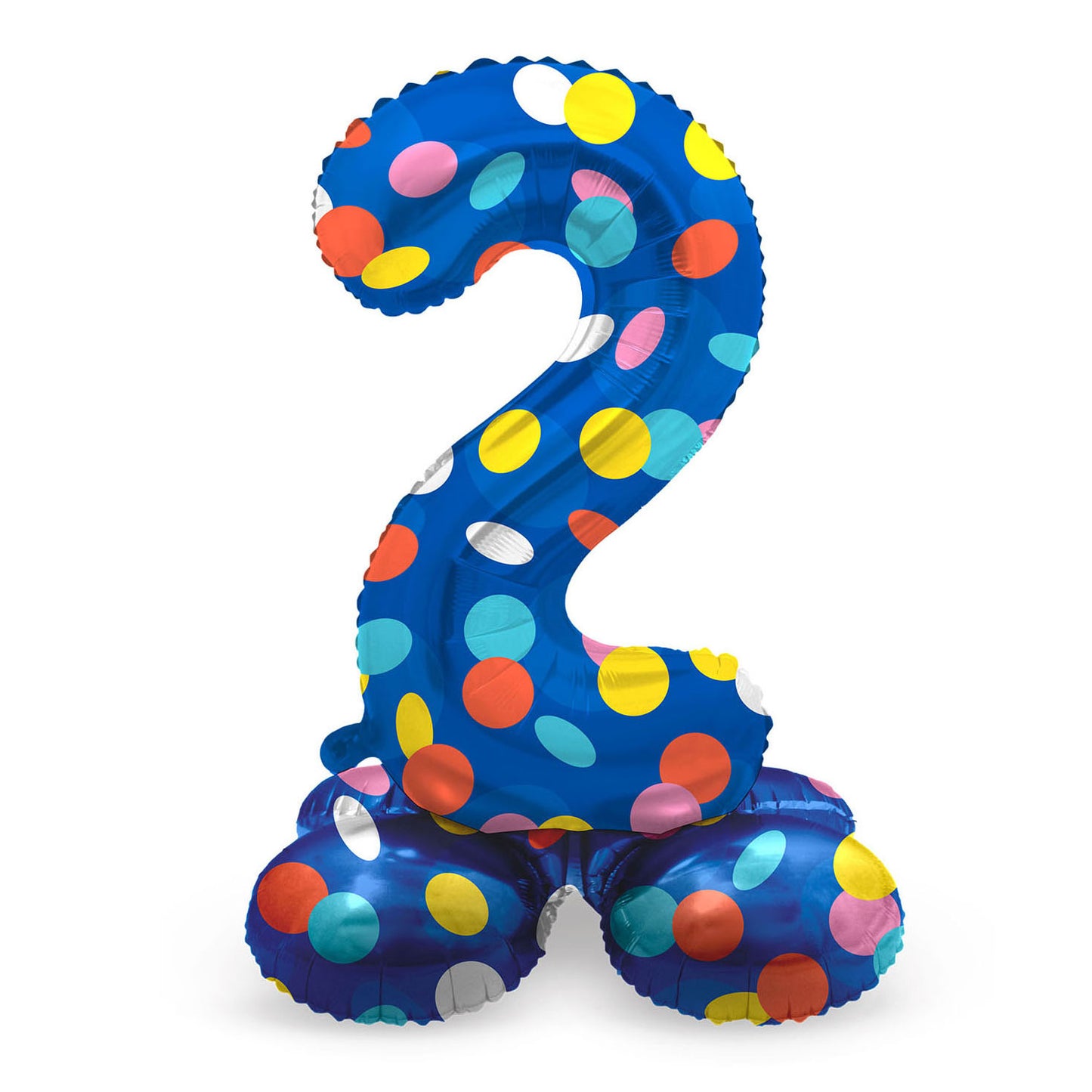 Ballon en feuille debout des points colorés numéro 2 - 72 cm