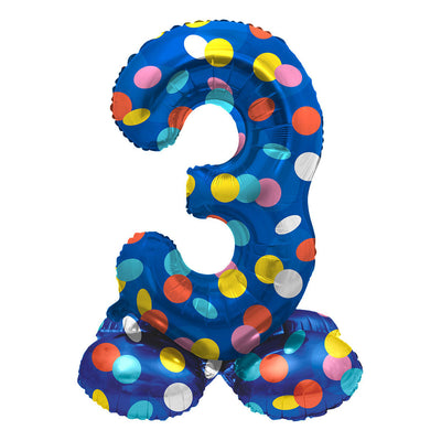 Ballon en feuille debout des points colorés numéro 3 - 72 cm