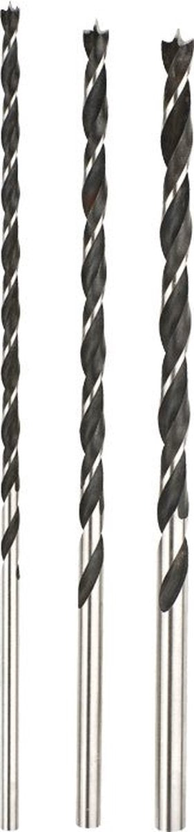 Kwb 3 pièces. jeu de forets à bois longs - 6 mm, 8 mm, 10 mm - forets extra longs pour un perçage précis dans les poutres en bois - acier CV, qualité industrielle