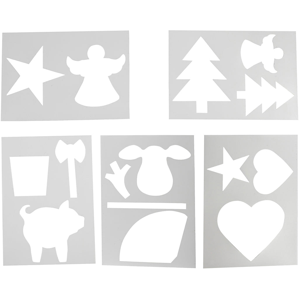 Gabarits, a4, feuille 210x297 mm, blanc, 5 feuilles différentes 1 boîte