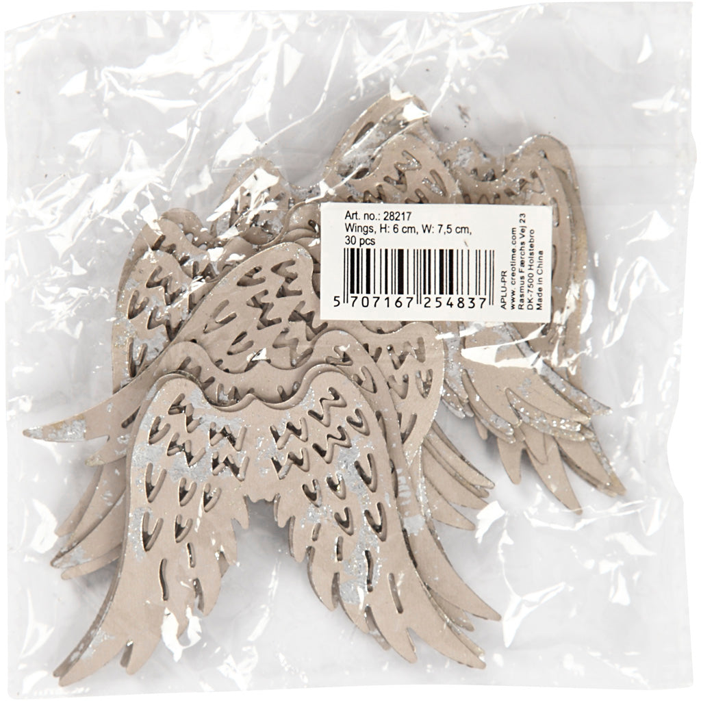 Ailes de la société Creativ, h : 6 cm, l : 7,5 cm, 30 pièces 1 boîte