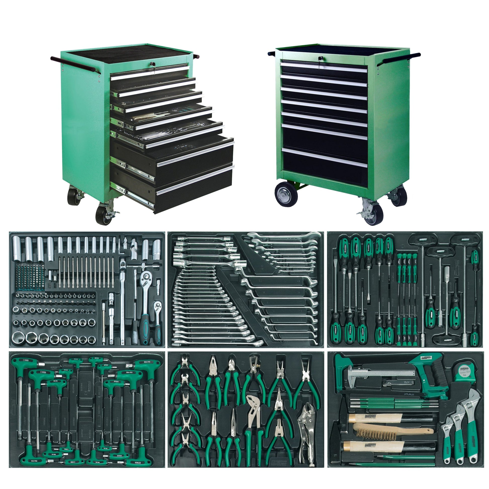 Brüder Mannesmann chariot à outils 321 pièces ligne verte - 28270